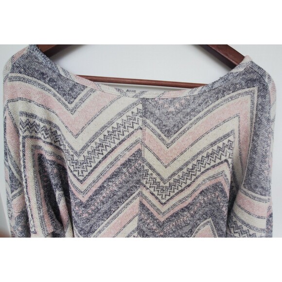 Maurices 2X top pink chevron scoop neck 3/4 sleeve Blouse Womens Aztec Southwest - Picture 7 of 11